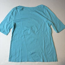 Charter Club Luxury Pima Cotton Half Sleeve Top Blue Sz PM A3895
