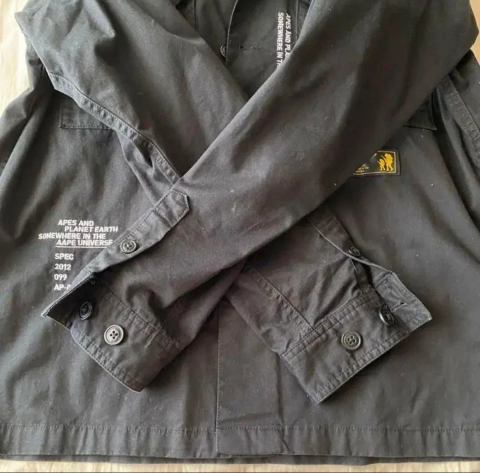 Aape Military Jacket M Black Camouflage Lining Embroidered Used - Image 2 of 4