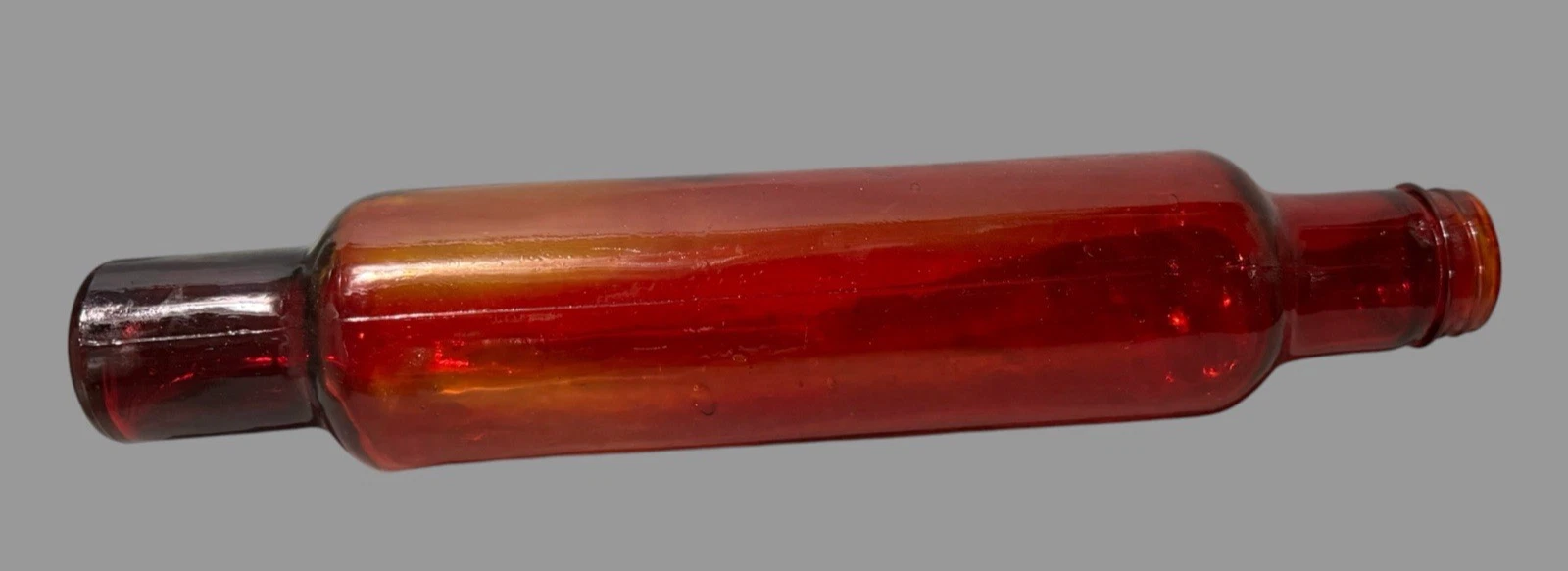 Vintage Orange Amber Glass End Country Farmhouse Kitchen Decor Rolling Pin