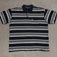 Bogner Golf Polo Shirt Men's Medium Gray Blue White Striped Front Pocket Logo