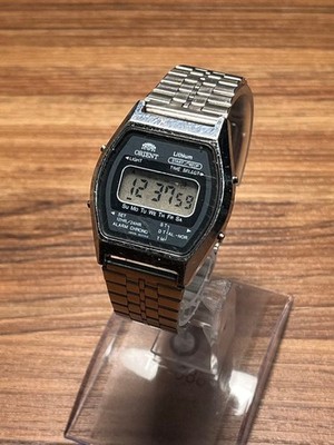 ORIENT Vintage Digital Watch 820302 Octagon Stainless Steel Retro Used