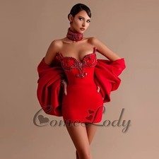 Comelody Sweetheart Sheath Mini Cape Prom Dress