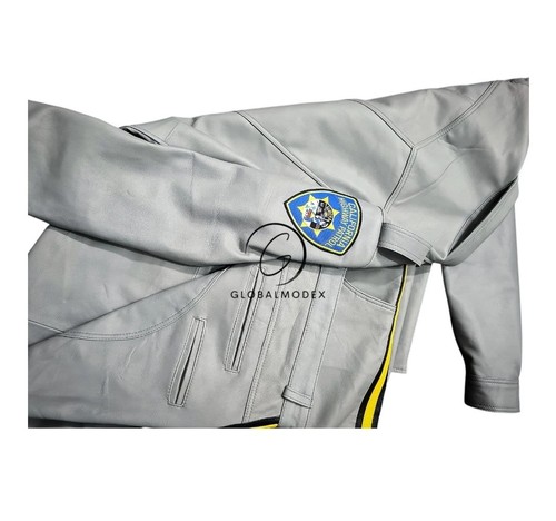 Men's Original Grey Full Uniform Set 100% Real Cowhide Leather Shirt & Pant - Picture 2 of 5