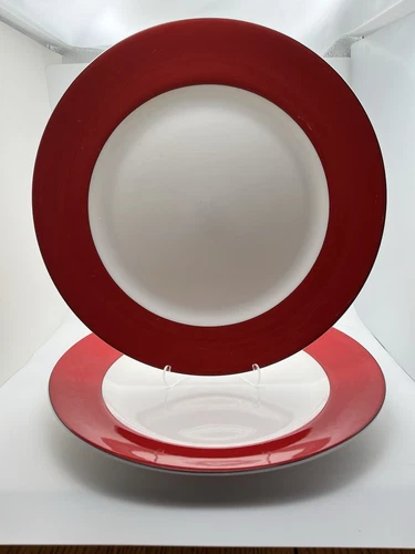 LENOX KATE SPADE CIRCLE RED DINNER PLATES SET OF 2