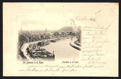 Ansichtskarte St. Johann a. d. Saar, Partie an der Saar 