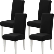 Black Chair Covers for Dining Room Set of 4 Pack Slipcovers High Back Chairs ..