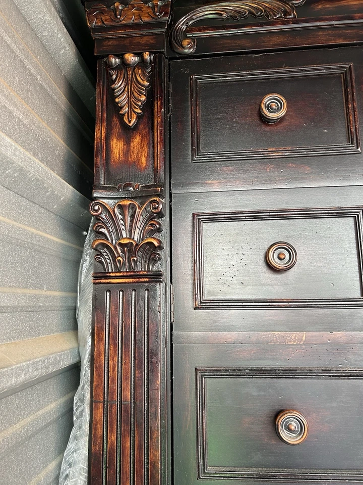 Beautiful Century Distressed Beautiful Black Armoire - Image 2 of 4