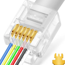20Pack RJ11/RJ12 Pass through Connector 6P6C Telephone Modular Plug 3 Prong Type