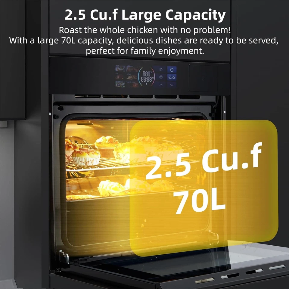 Garvee 24 дюйма встроенная одностенная электрическая духовка цветной сенсорный контроль предохранитель - Изображение 2 из 4