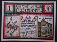 Emergency money Stadtsparkasse Paderborn place order credit 1921, 1 Mark game 66