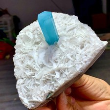 536G Rare!! Natural beautiful Aquamarine with Mica Crystal Specimen Rough D561