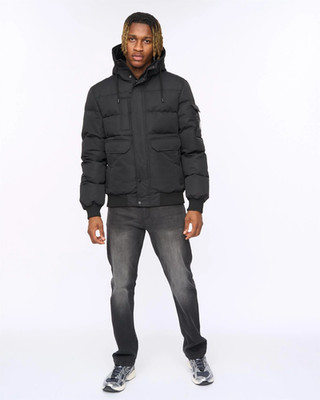 Mens Kings Will Dream Wakaday Hooded Puffer Jacket - Black