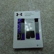 Under Armour Underwear Boys Extra Large Youth Black Gray Blue Boxerjock 3 Pairs