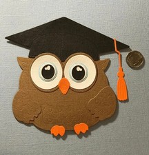 HANDMADE Paper Die Cut 1 Gradution Owl Scrapbook / Card Embellishment