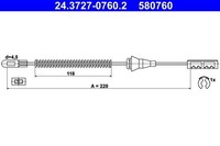 NEU - ATE 24.3727-0760.2 Seilzug, Feststellbremse FüR Opel