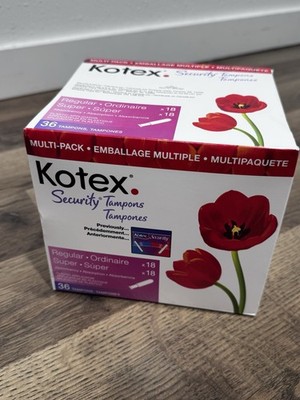 NEW 2004 Kotex Security Tampons 36 Ct Super Regular Multipack Plastic Prop