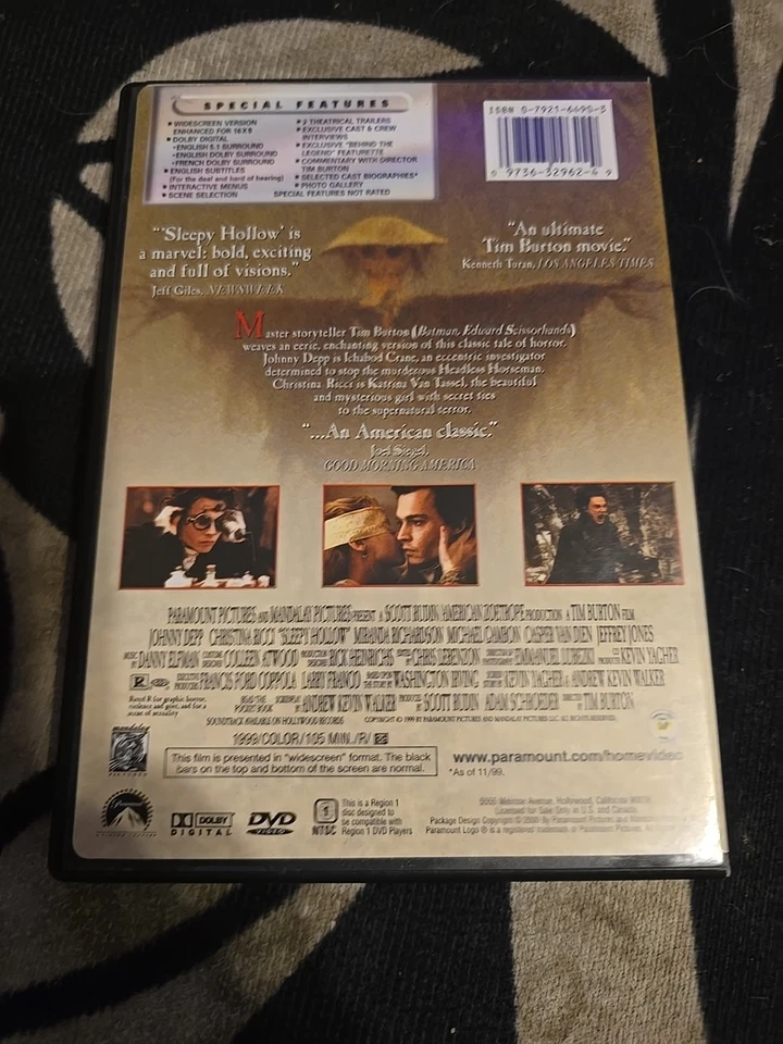 Sleepy Hollow (DVD, 1999, Widescreen)   Johnny Depp   Christina Ricci  - 📀  - Image 2 of 3