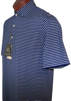 DONALD ROSS Golf Classic s/s Moisture WICKING POLO sz M STRIPED-NAVY/LIME