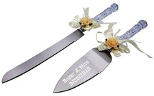 Personalized Wedding Cake Knife Server Set Free Engraving Gift
