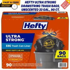 Hefty Ultra Strong Drawstring Trash Bags, Unscented 33 gal, 90 ct. FREE SHIPPING