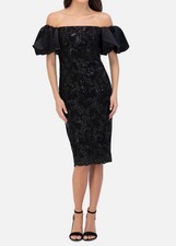 Eliza J Women's Black Sequin Off-the-Shoulder Sheath Dress Size 6