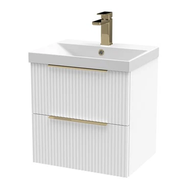 Hudson Reed 500mm Wall Mounted 2-Drawer Basin Vanity Unit & Thin-Edge Sink White