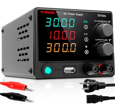 0-30V 0-10A Labornetzteil Regelbar DC mit 18W USB & 4 LED-Anzeige Labornetzgerät