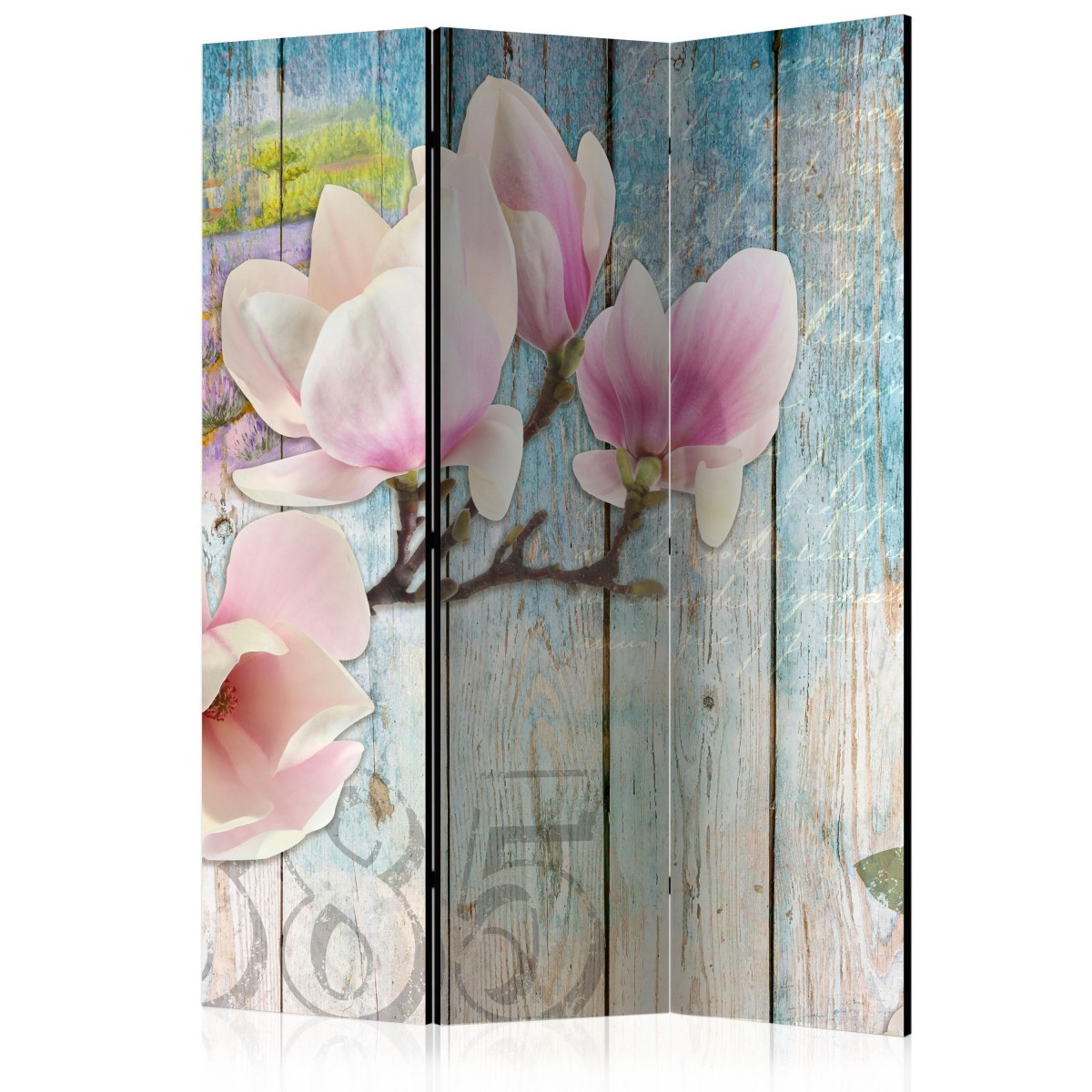 Paravent 3 volets fleurs roses style bohème chic pour intimité de la chambre