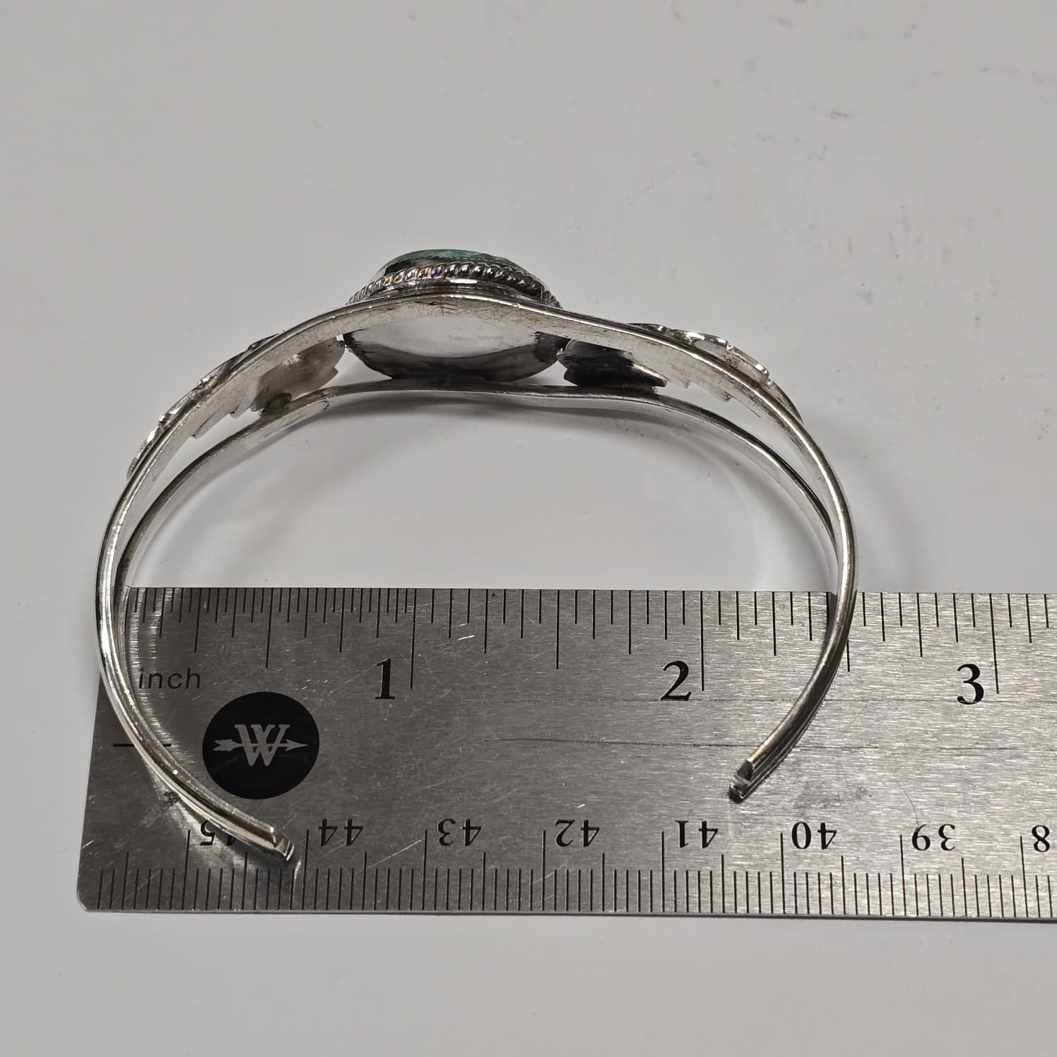 Sterling Silver Turquoise Native Cuff Bracelet Je… - image 4