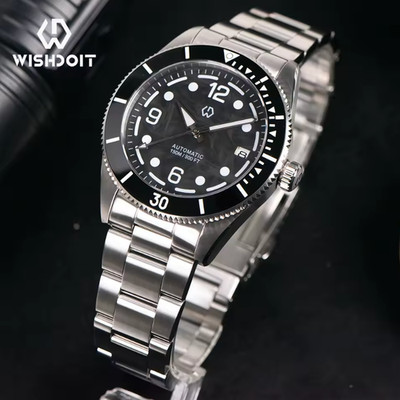 WISHDOIT Mechanical Movement Men's Watch Carbon Fiber Luminous Dial Mens Watch