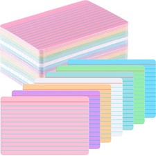 100 Pcs 4x6 Inch Dry Erase Index Cards Laminated Reusable Ruled Note Cards
