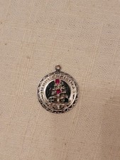 Sterling Silver Merry Christmas Rhinestone Christmass Tree Charm