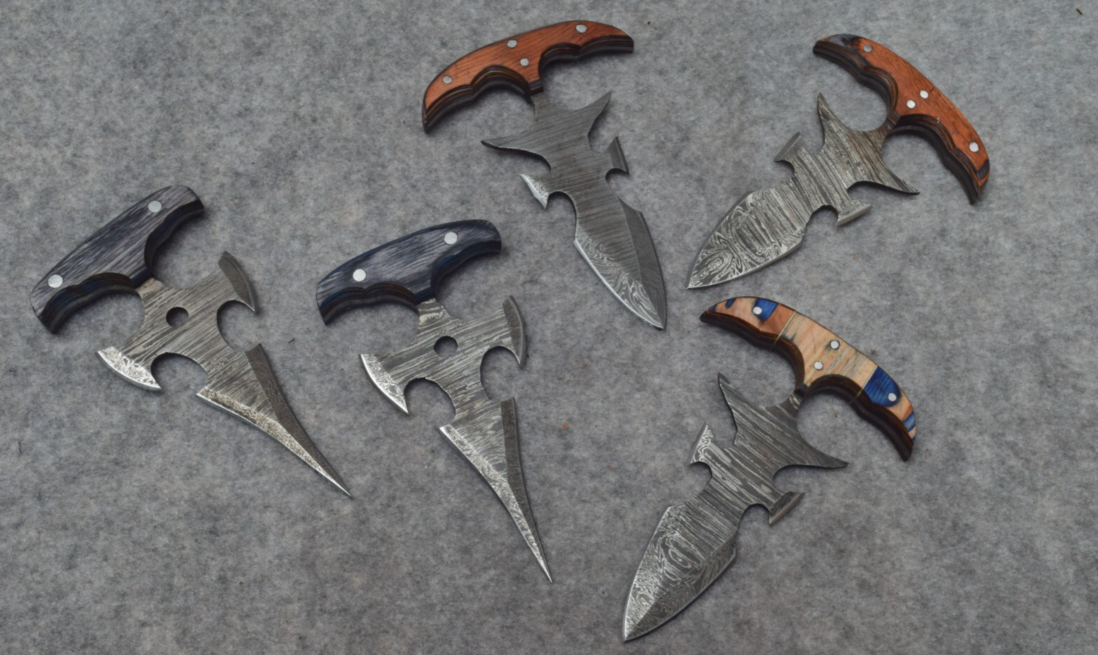 Handmade Damascus steel Hunting 5 Pcs Set dagger double edged boot knife # B-297