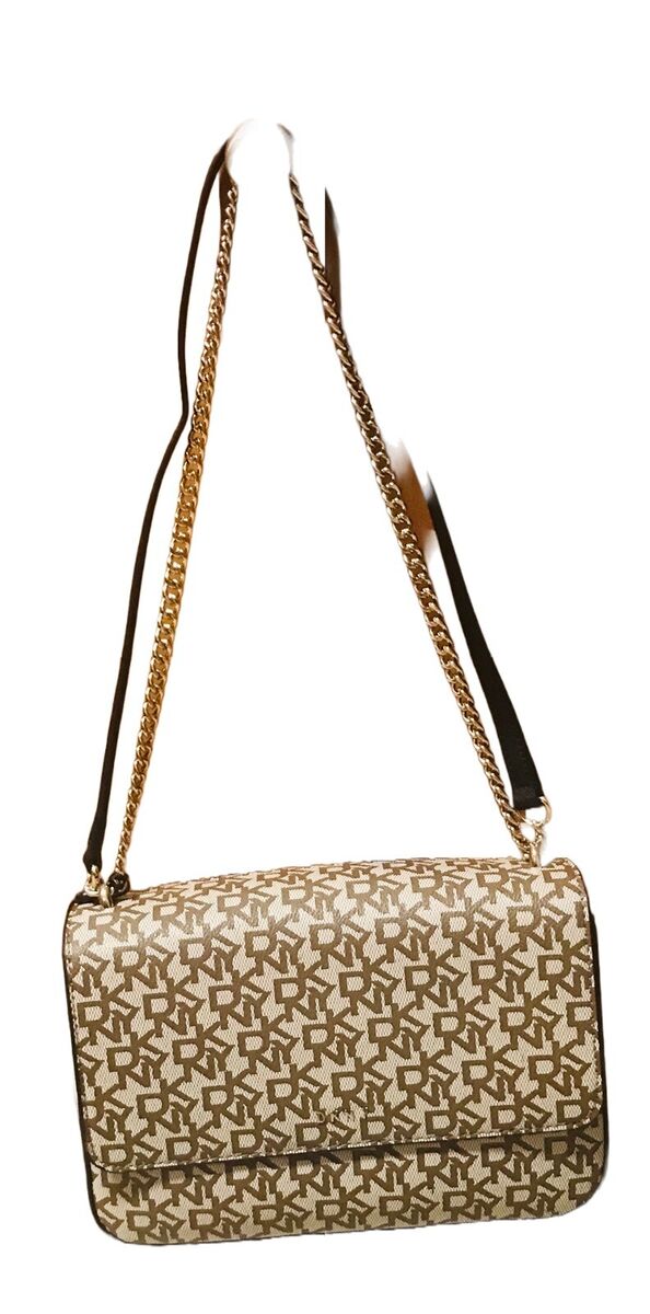 DKNY Sina-MD Flip Logo Shoulder Crossbody Bag Beige/Black DKNY Sina-MD Flip Logo Shoulder Crossbody Bag Beige/Black
