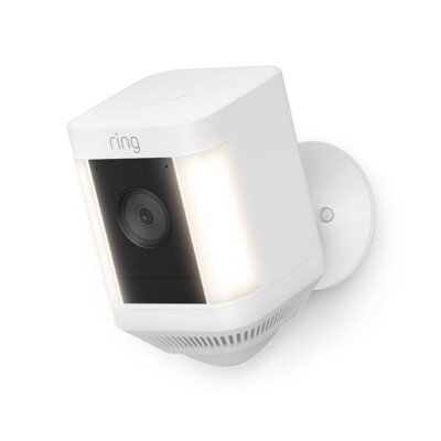 Ring Spotlight Cam Plus | Akku | Kabellose Outdoor Überwachungskamera 1080p weiß