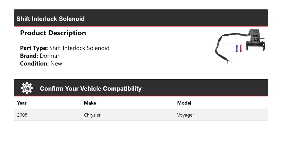 Solenoide de bloqueo de cambio para Chrysler Voyager Dorman 2008 Foto 2 de 4