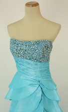 Tony Bowls Size 4 High Slit Turquoise 500 Gown Prom Formal Evening Long Dress