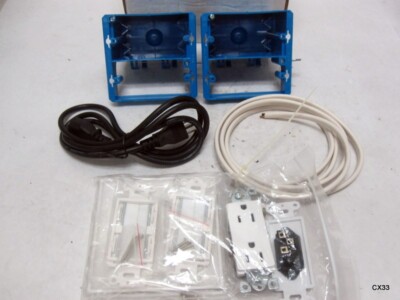 Pair of Carlon E-18-4-DVR 2-Gang PVC  Dual-Voltage Box/Bracket with Wiring