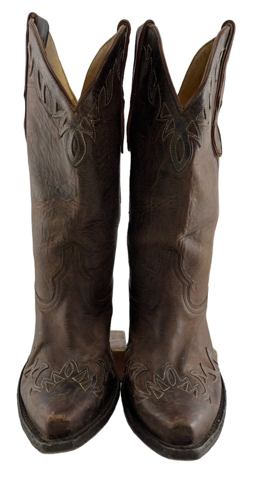 Ladies Cavender's Brown Leather Snip Toe Western Boots Size 7.5 B eBay