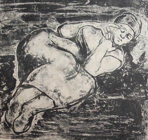 Vintage Frau Portrait Expressionist Print