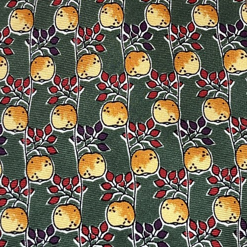 £110 HILDITCH & KEY MENS APPLE & VINE GREEN PRINT SILK TIE MADE IN UK Y8 - Picture 2 of 11