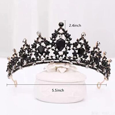 Elegant Black Crystal Tiara‎ Vinté Pointed Black Crystal Crown Tiara - Pritzy main image 4