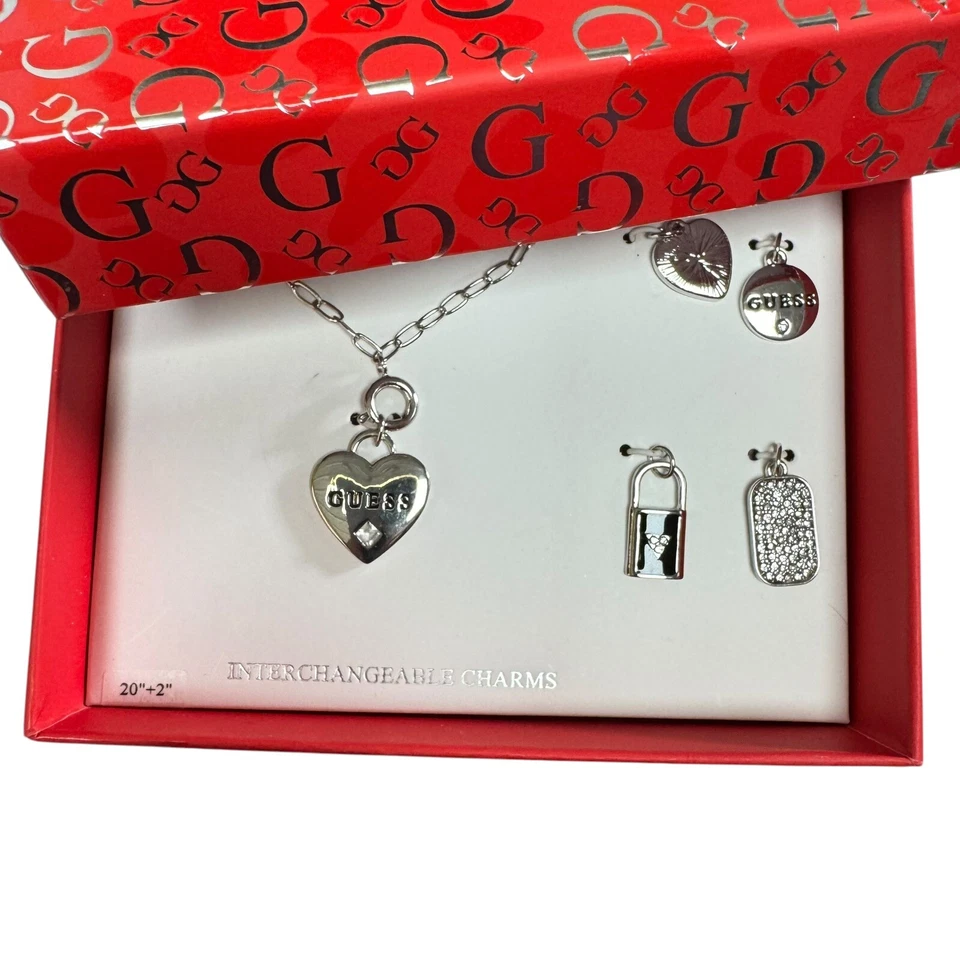 GUESS Juego de Regalo Collar en Caja con Dijes Intercambiables Tono Plata Foto 3 de 4
