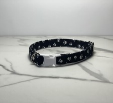 The Paw Print  cat collar breakaway buckle standard size white paw prints