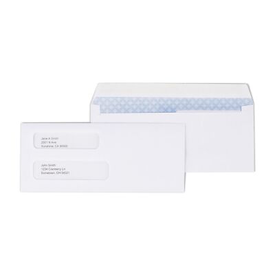 Staples #8 5/8'' Check-Size Double Window Security-Tint Gummed Envelopes 500/BX