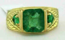 GENUINE 2.30 Cts COLOMBIAN EMERALD RING 10K GOLD - Free Certificate Appraisal