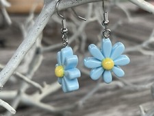 Blue Daisy dangle Earrings