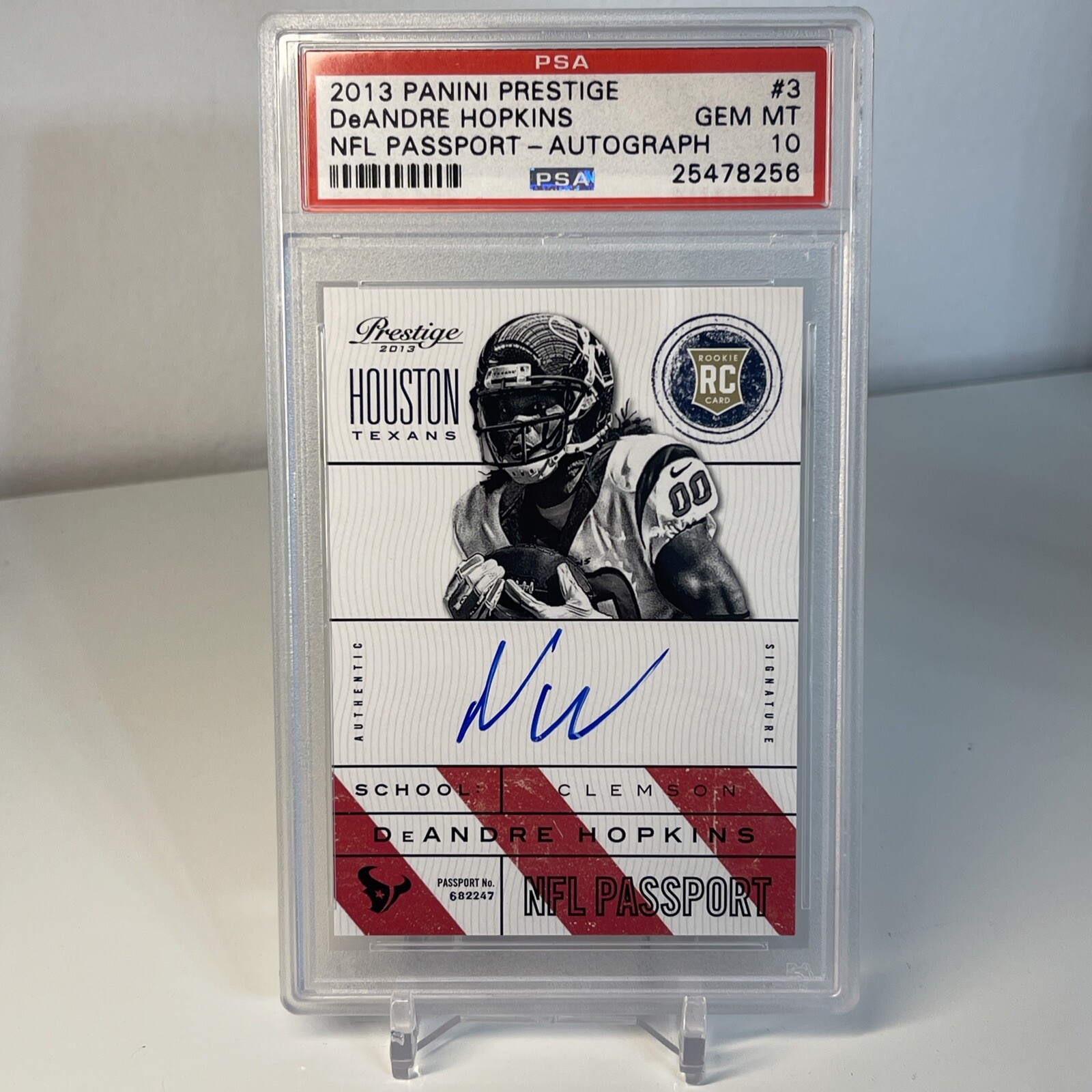 DeAndre Hopkins Panini Prestige NFL Passport #3 Autograph