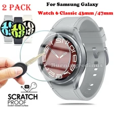 2pcs For Samsung Galaxy Watch 6 Classic 43/47mm Tempered Glass Screen Protector