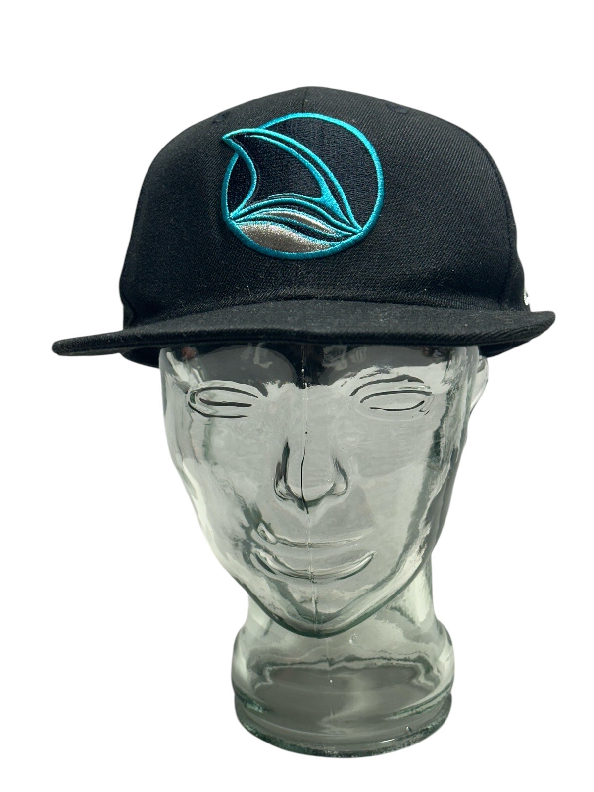 San Jose Sharks Shark Fin Logo New Era Cap Fitted 7 3/8  Black Rare NHL Hat